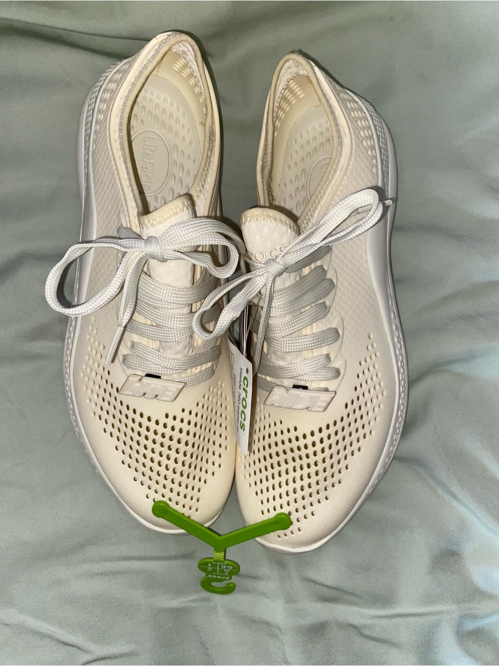 CROCS Women's Lace-Up Sneakers in Cream